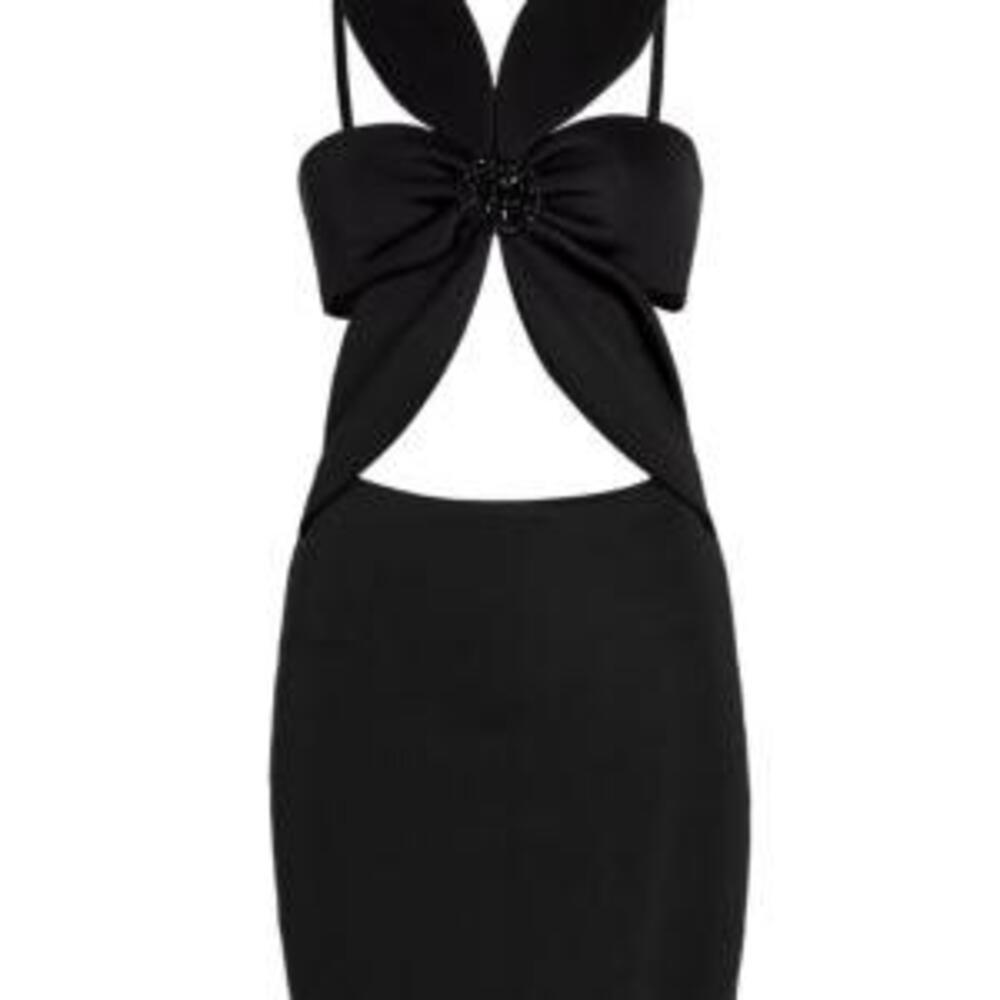 ROTATE BIRGER CHRISTENSEN Flower Cut-Out Minidress in Black